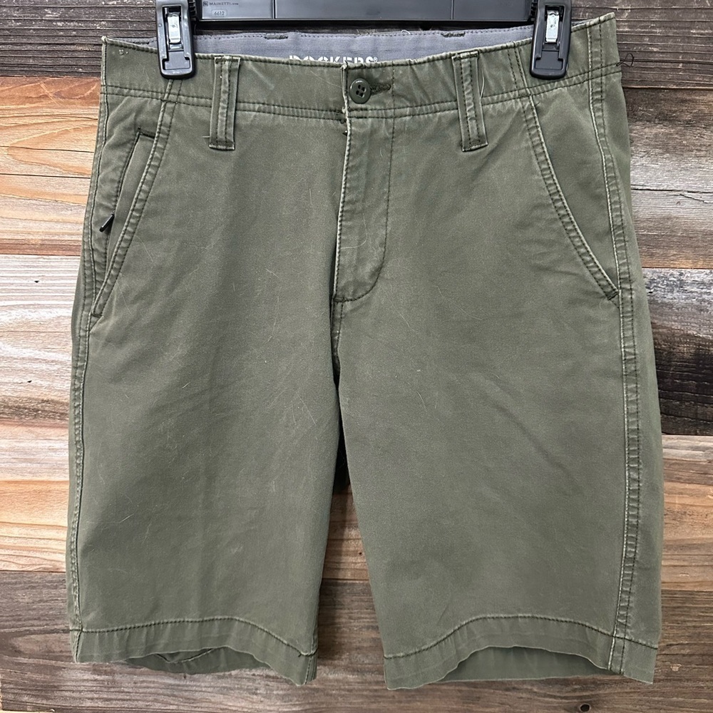 Dockers Smart 360 Flex Men's size 28x9 Green Khaki Chino Cotton Blend Shorts